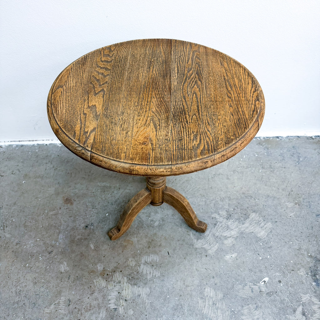 Vintage Oak Wine Or Side Table With Tri-foot Base