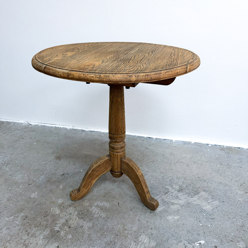 Vintage Oak Wine Or Side Table With Tri-foot Base