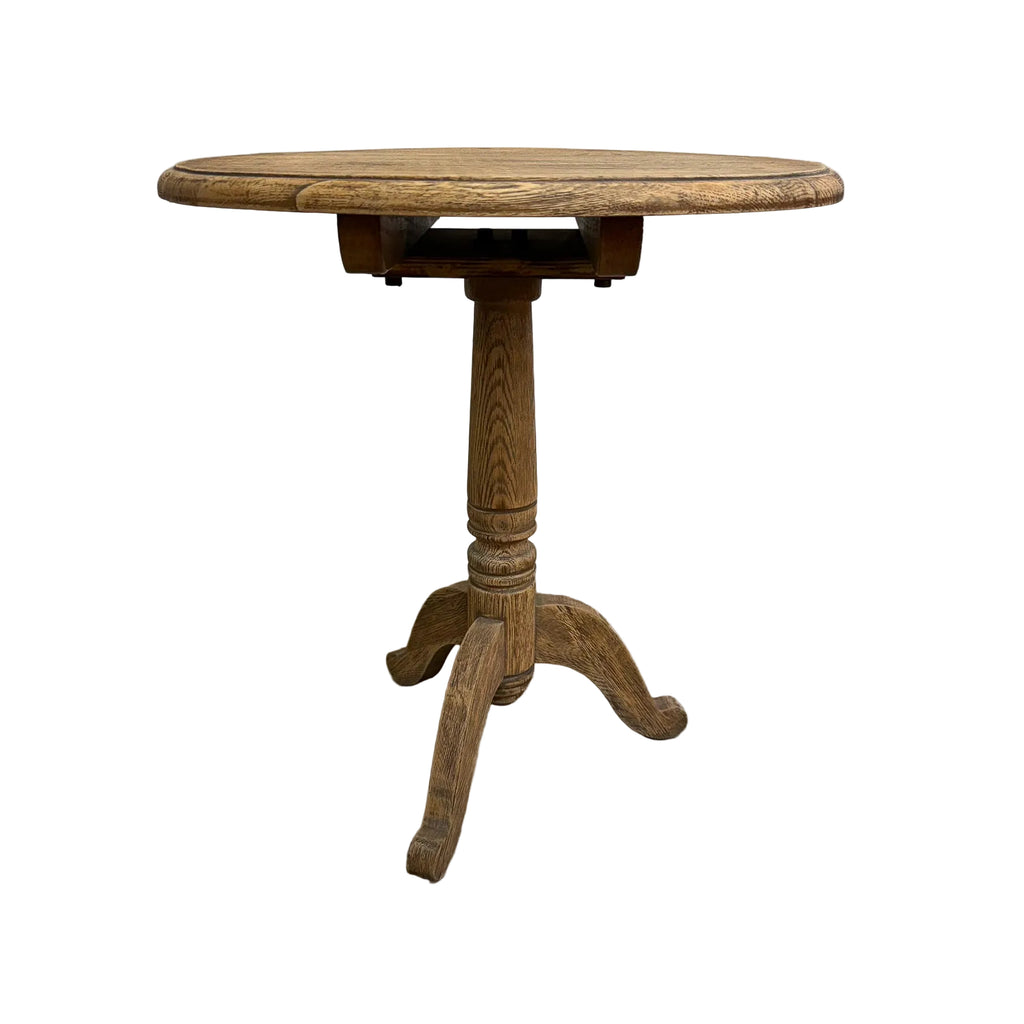Vintage Oak Wine Or Side Table With Tri-foot Base