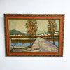 Vintage Oil On Canvas European Country Landscape Painting