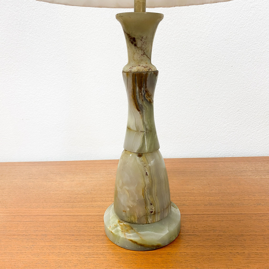 Vintage Onyx Table Lamp With Shade 