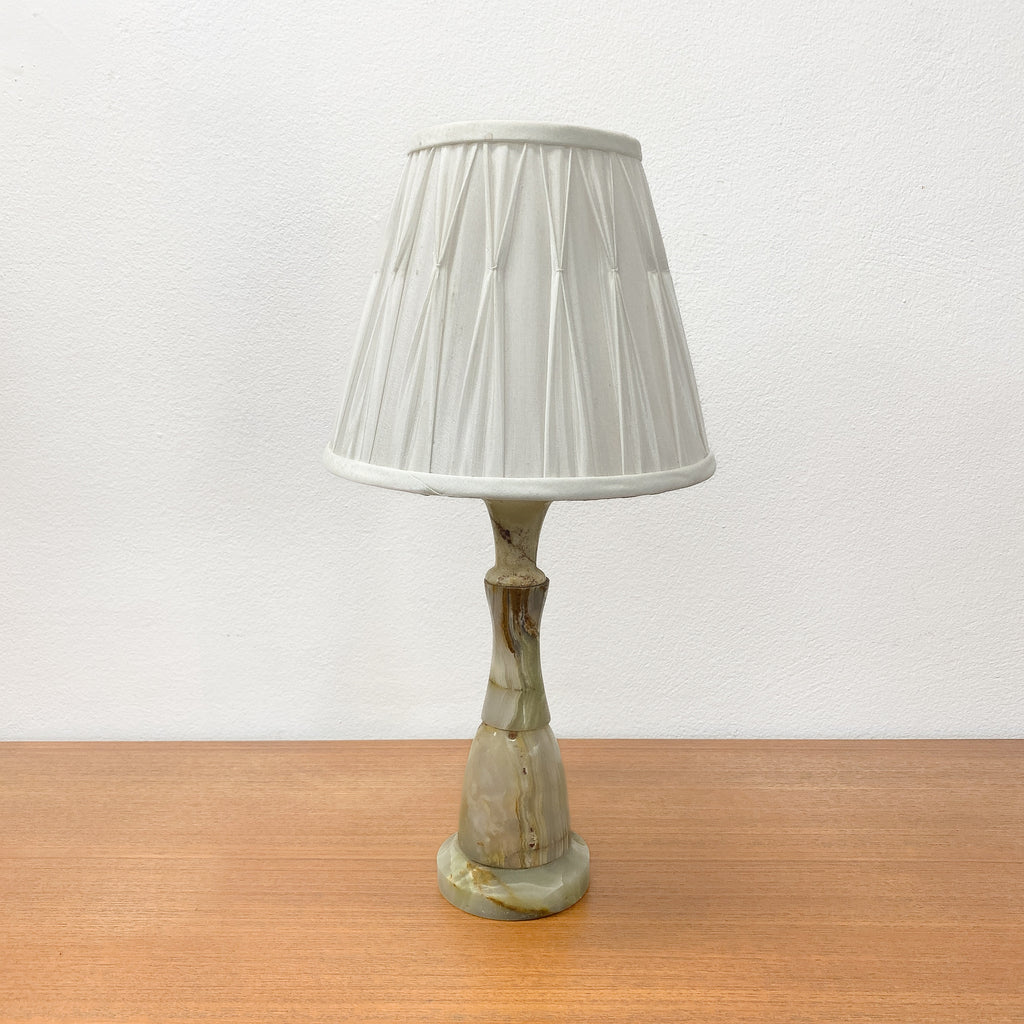 Vintage Onyx Table Lamp With Shade 