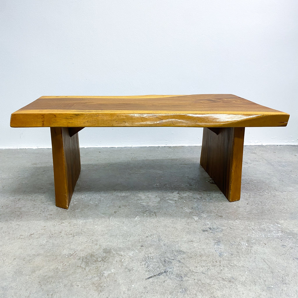 Vintage Organic Form Solid Wood Slab Coffee Table