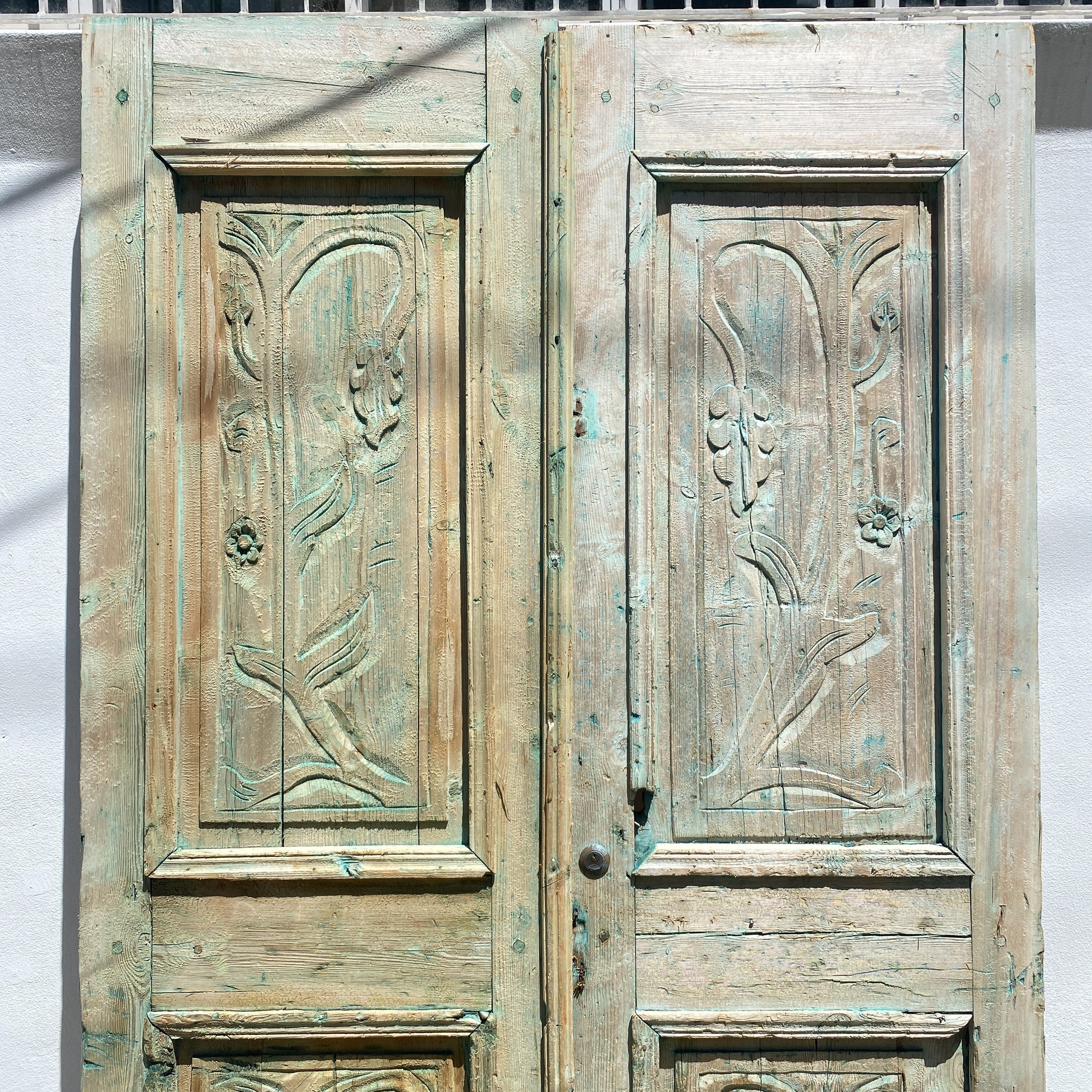 Vintage Pair Of Carved Baltic Pine Egyptian French Doors– The Design Ark