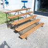Vintage Pine and Wrought Steel Bleacher Seating Stand