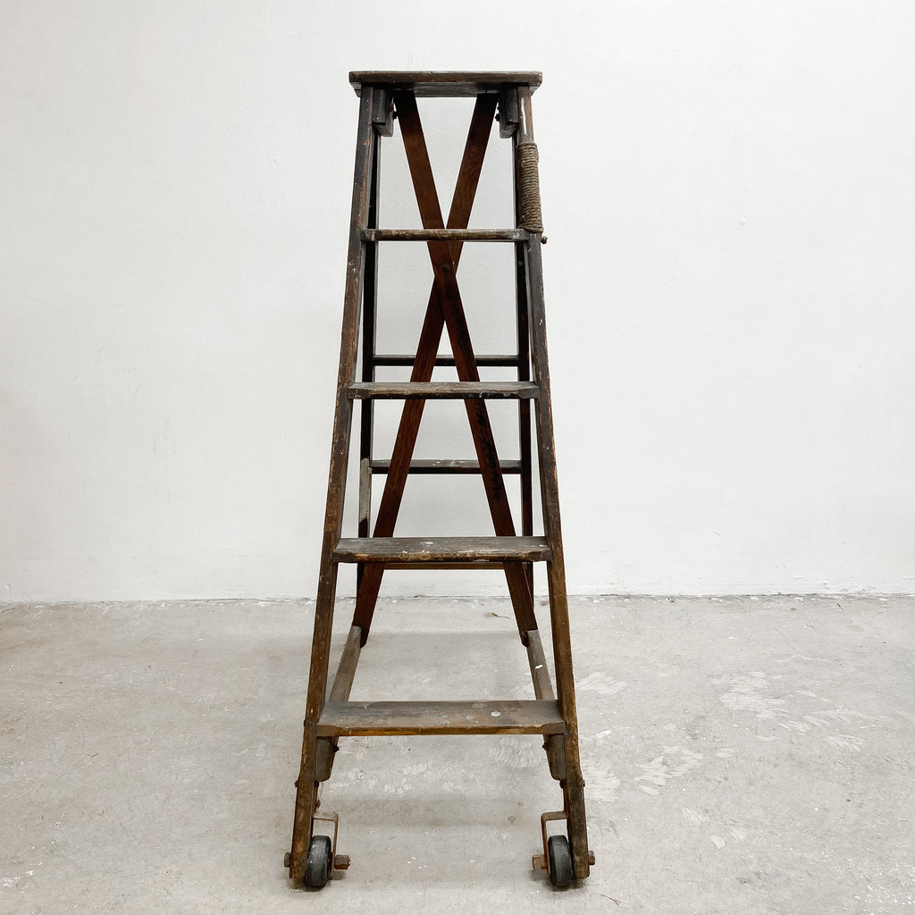 Vintage Rustic Industrial A Frame Library Ladder