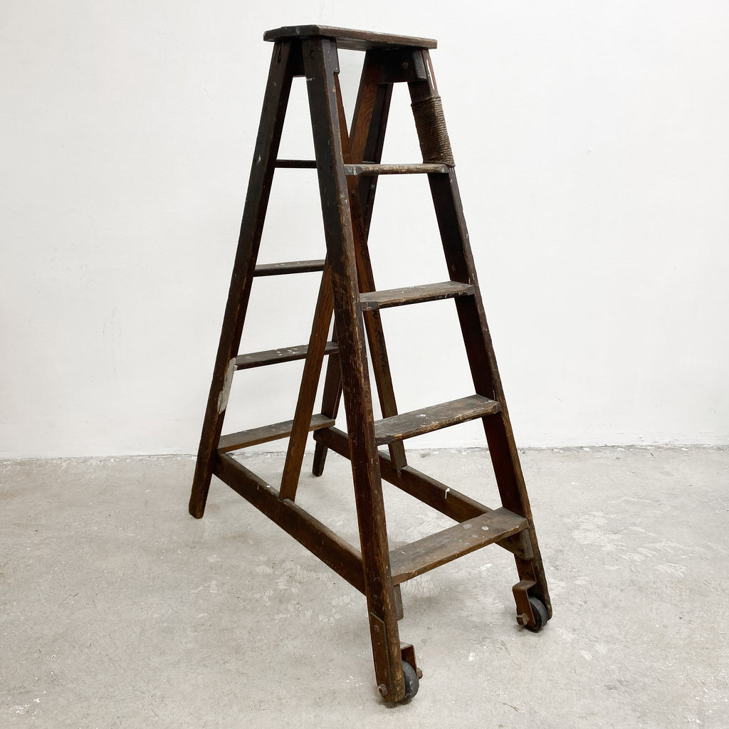 Vintage Rustic Industrial A Frame Library Ladder