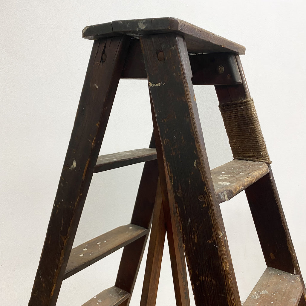 Vintage Rustic Industrial A Frame Library Ladder