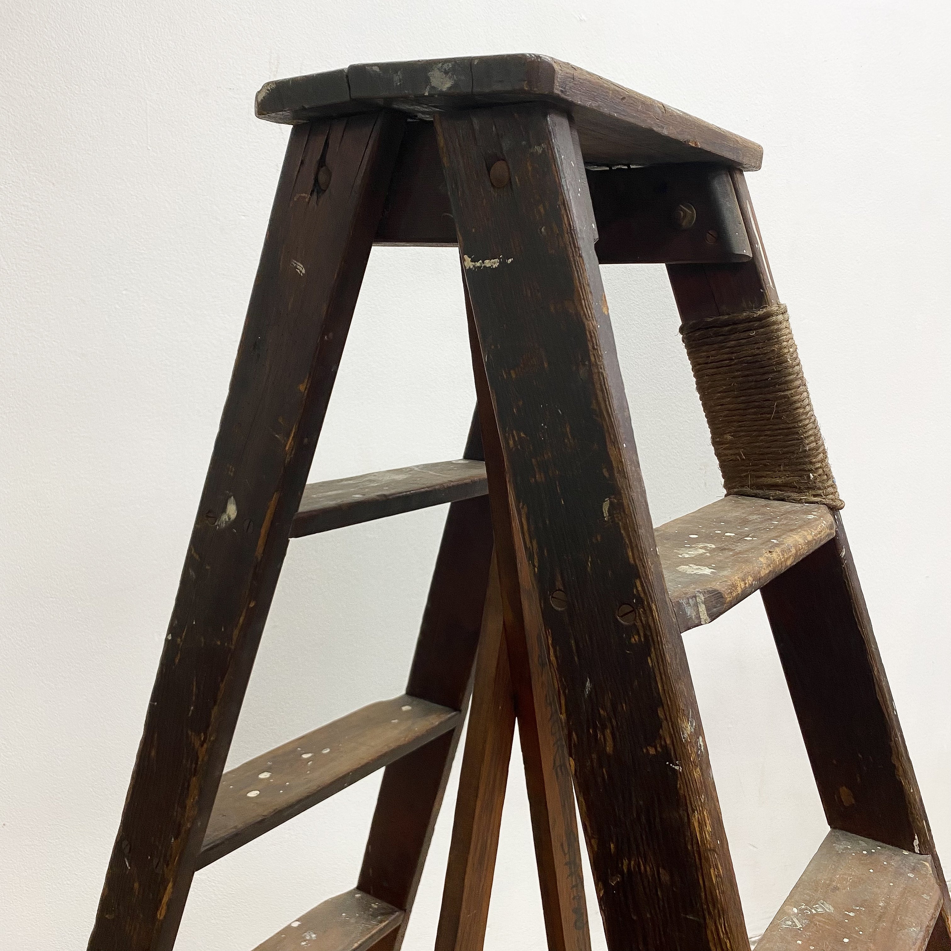Vintage Rustic Industrial A Frame Library Ladder– The Design Ark