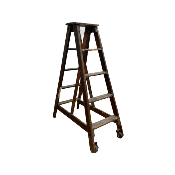 Vintage Rustic Industrial A Frame Library Ladder