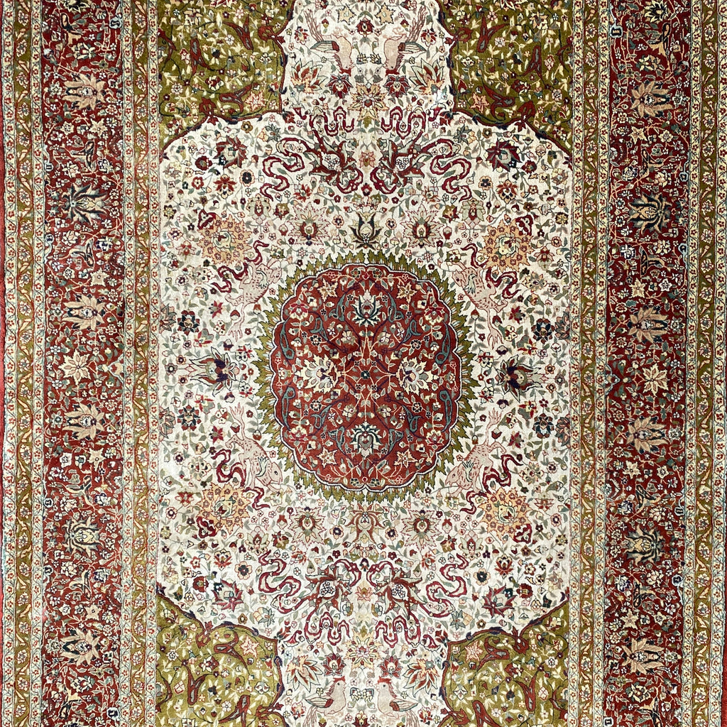 Vintage Silk Hand Knotted Isfahan Rug