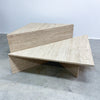 Vintage Split Level Sectional Origami Unfilled Travertine Coffee Table