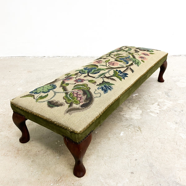 Vintage Tapestry Upholstered Footstool