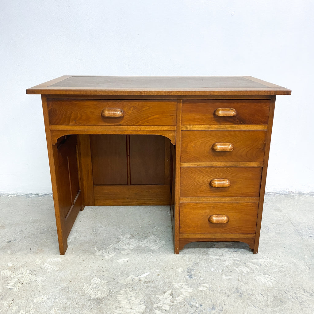 Vintage Tasmanian Blackwood Desk With Leather Top