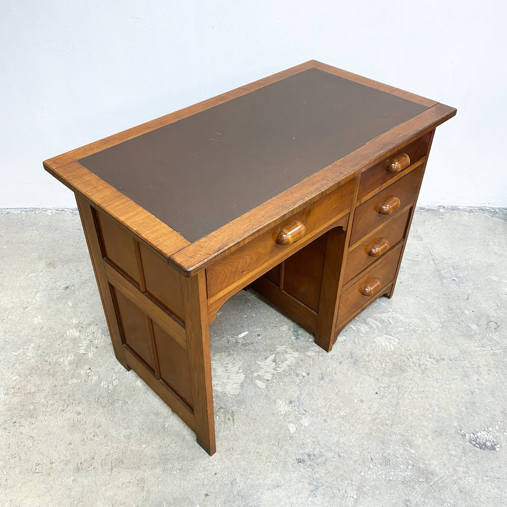 Vintage Tasmanian Blackwood Desk With Leather Top