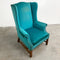 Vintage Turquoise Velvet Wingback Armchair