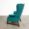 Vintage Turquoise Velvet Wingback Armchair