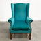 Vintage Turquoise Velvet Wingback Armchair