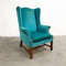 Vintage Turquoise Velvet Wingback Armchair