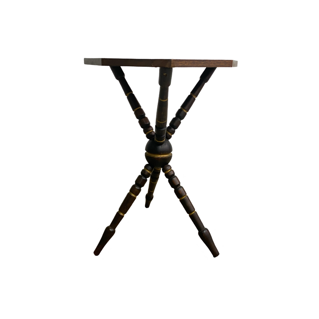 Vintage Wooden Gypsy Wine Or Side Table With Tri Footed Base