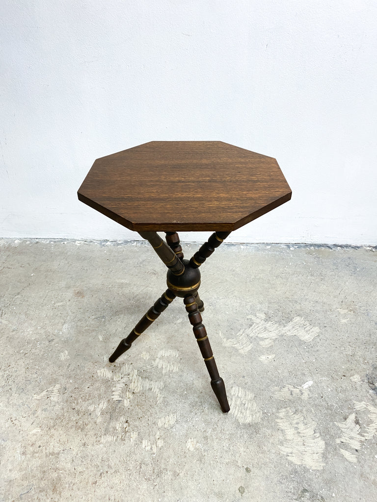 Vintage Wooden Gypsy Wine Or Side Table With Tri Footed Base
