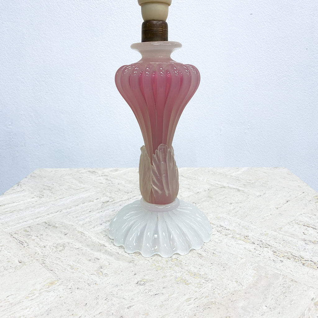 Vintage 1960s Murano Art Glass Pink Table Lamp