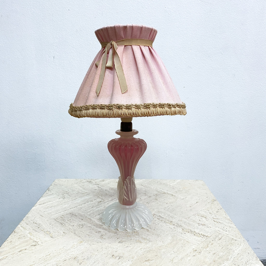 Vintage 1960s Murano Art Glass Pink Table Lamp