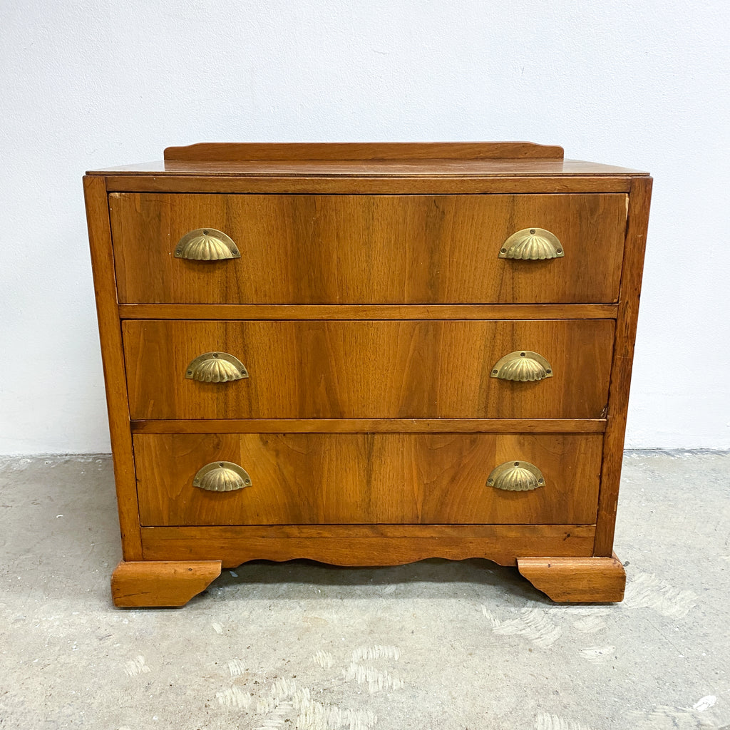Vintage Chest Of Drawers With Brass Shell Handles 