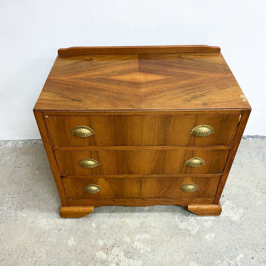 Vintage Chest Of Drawers With Brass Shell Handles 