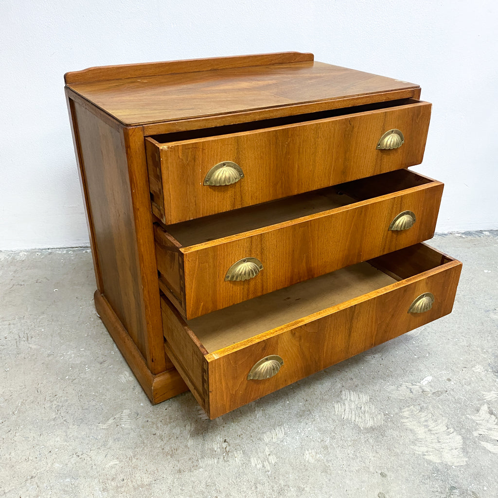 Vintage Chest Of Drawers With Brass Shell Handles 