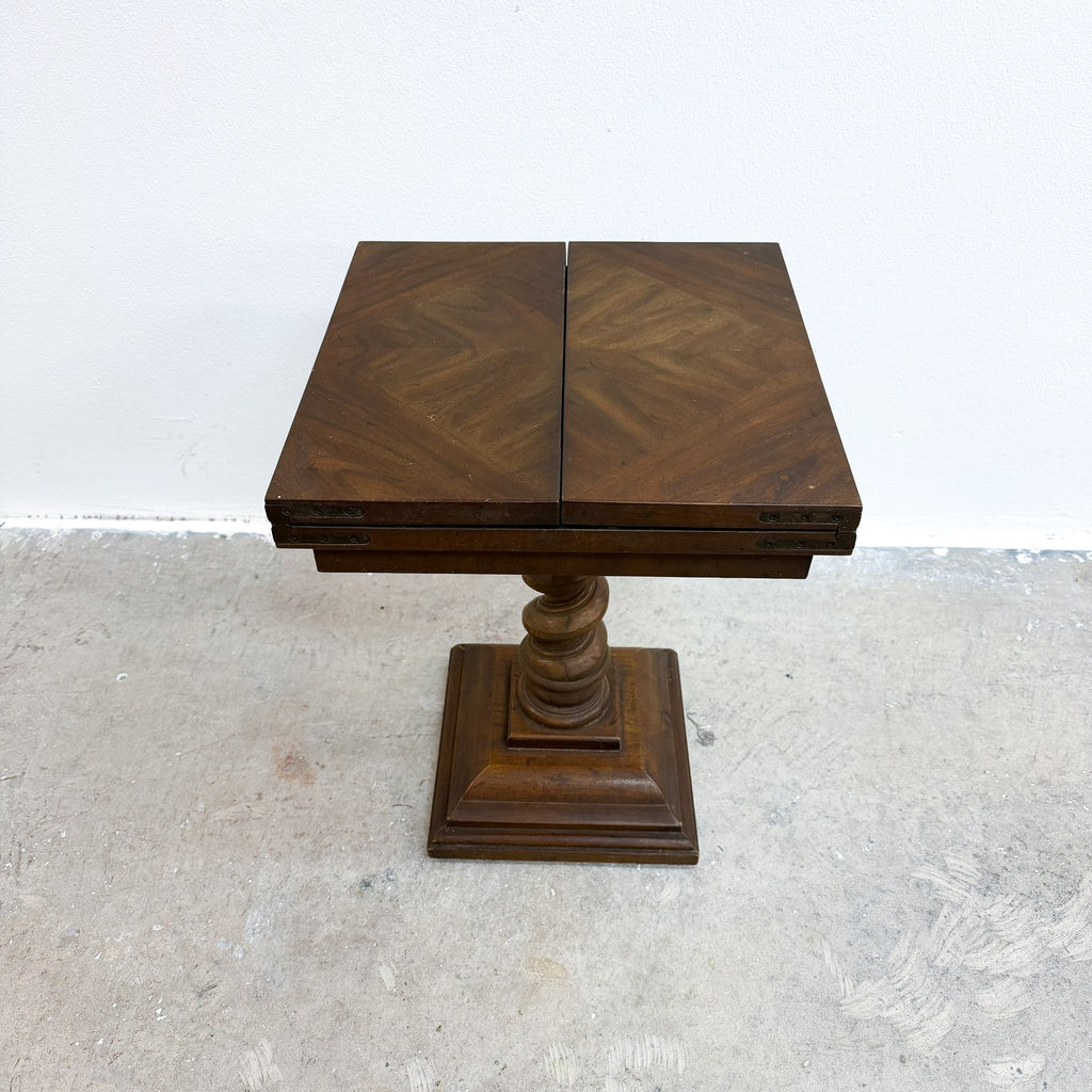 Vintage Drexel Expanding Side Table With Barley Twist Pedestal Base