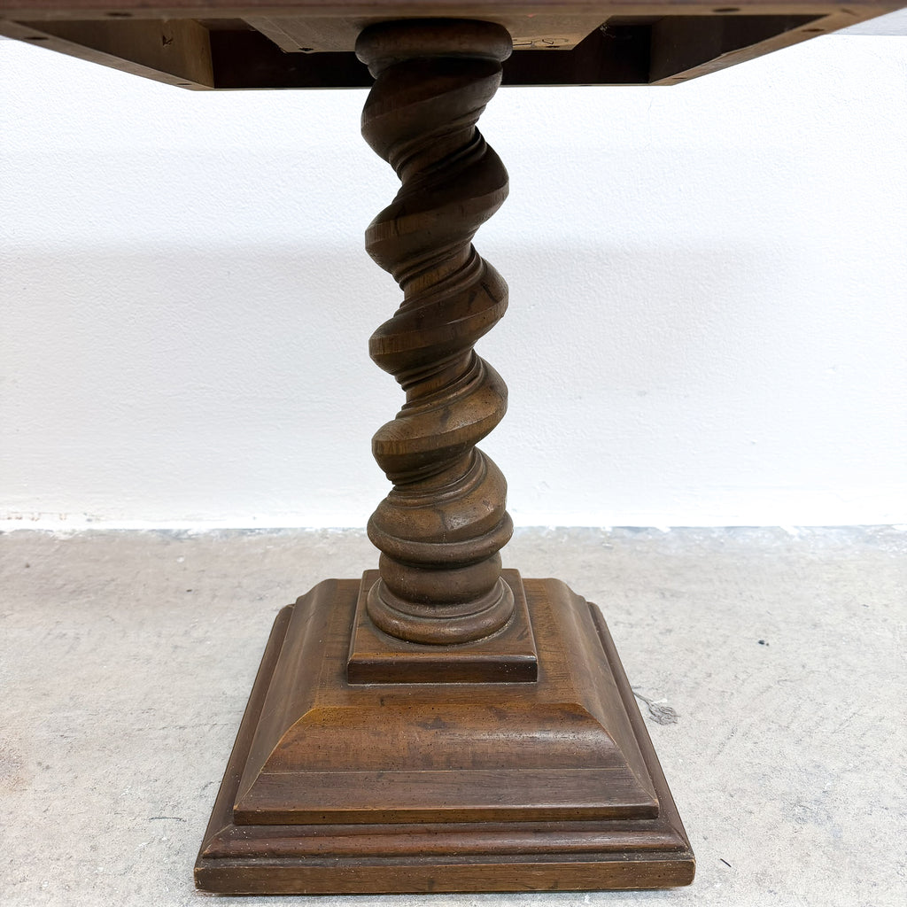 Vintage Drexel Expanding Side Table With Barley Twist Pedestal Base