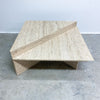 Vintage Split Level Sectional Origami Unfilled Travertine Coffee Table