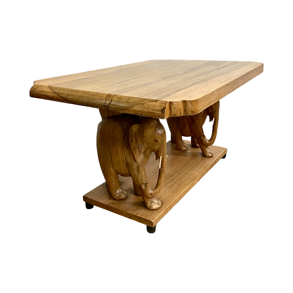Vintage 1940's Solid Wood Carved Elephant Side Table