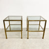 Pair Of Vintage Brass Side Tables With Glass Tops