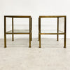 Pair Of Vintage Brass Side Tables With Glass Tops
