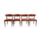 Set Of 4 Mid Century Danish Leather And Rosewood Dining Chairs