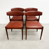 Set Of 4 Mid Century Danish Leather And Rosewood Dining Chairs