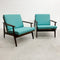 Mid Century Parker Rattan Back Armchairs - Restored And Newly Upholstered