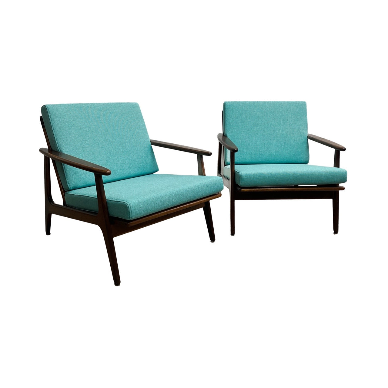 Mid Century Parker Rattan Back Armchairs - Restored And Newly Upholstered