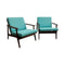 Mid Century Parker Rattan Back Armchairs - Restored And Newly Upholstered