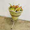 1950s Retro Concrete Planter With Metal Stand & Succulent