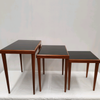 1950's Nest of Tables with Black Vitrolight Glass Tops