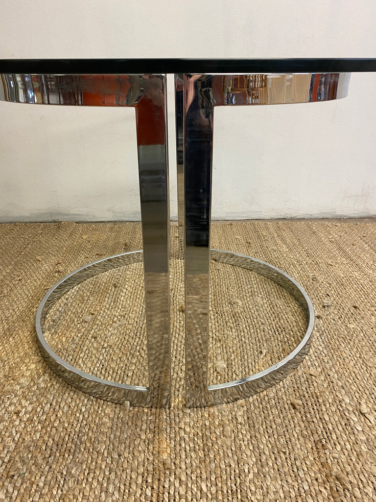1970's Milo Baughman Designer Chrome & Glass Dining Table