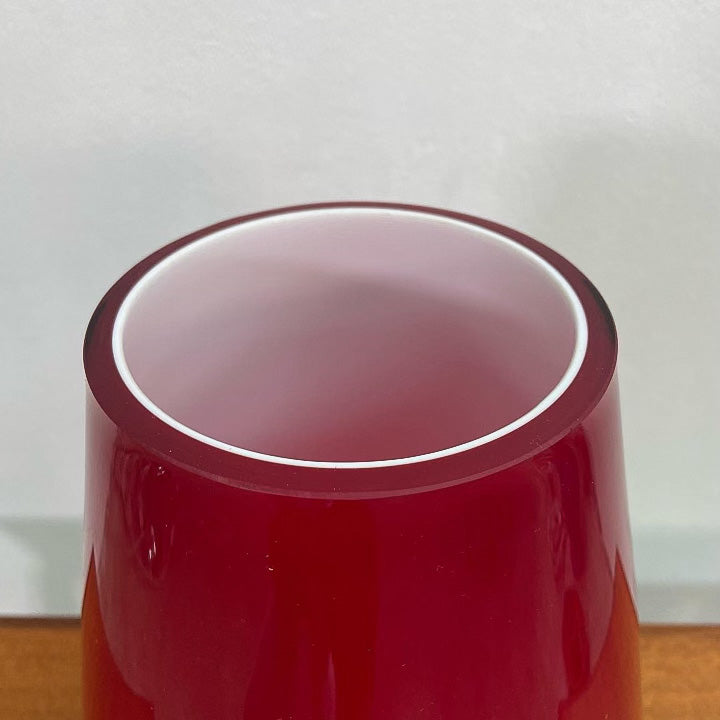 Retro Red Art Glass With White Inner Rim