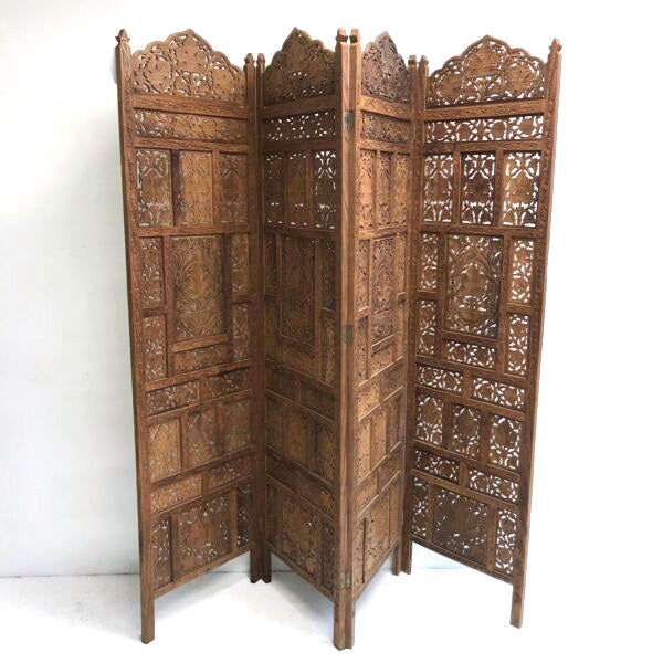 4 Panel Teak Hand Carved Screen