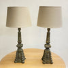 Pair Mid Century 1960's Green Ornate Dolphin Table Lamps