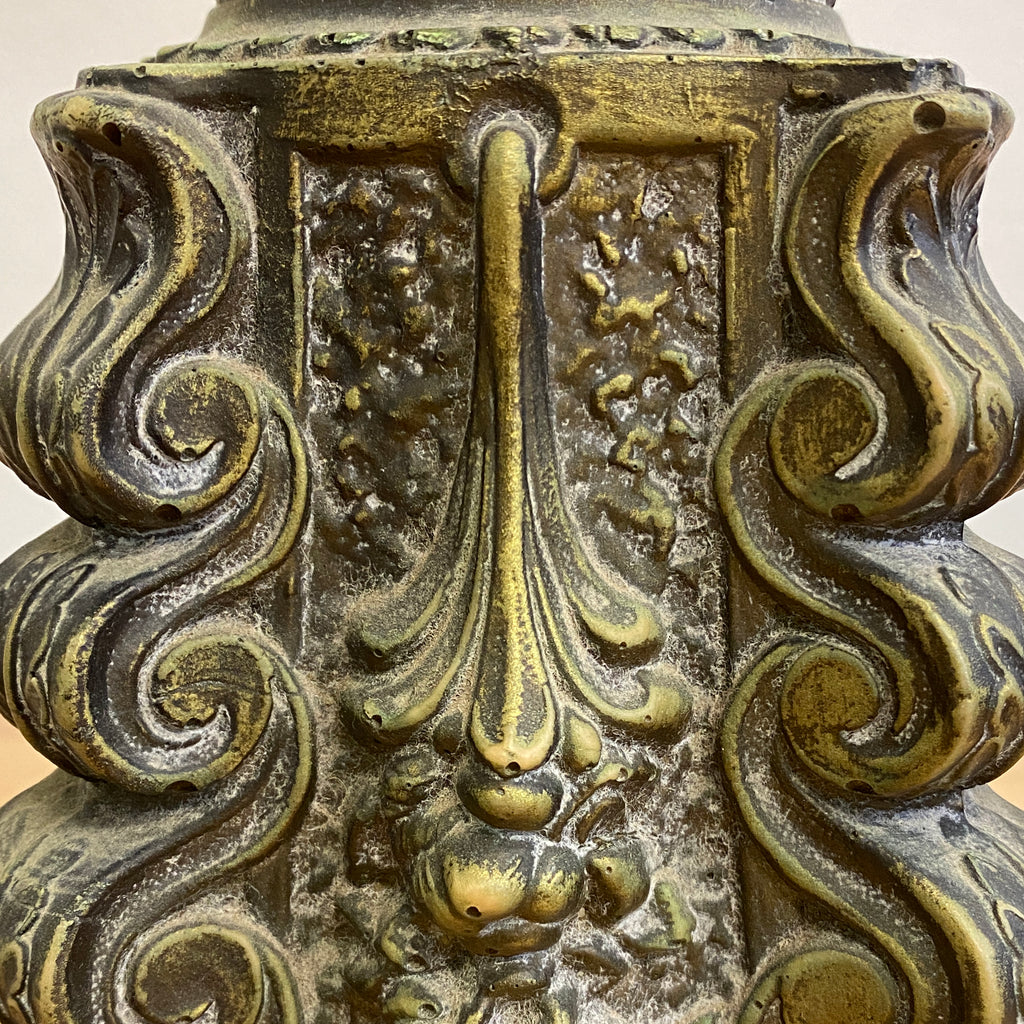 Pair Mid Century 1960's Green Ornate Dolphin Table Lamps