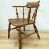 Antique Wooden Spindle Back Elm Elbow Dining Chair Seat c1880