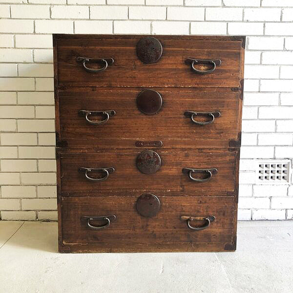Antique Japanese 2 Section Tansu Chest of Drawers